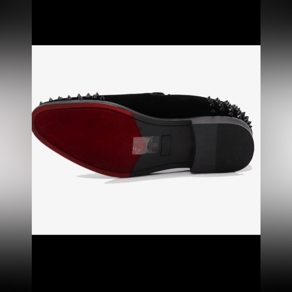 Men's Spikes Dress Shoes Black Velvet Loafers Gold Buckle Slip-On NWOT size 8.5 - Picture 5 of 12